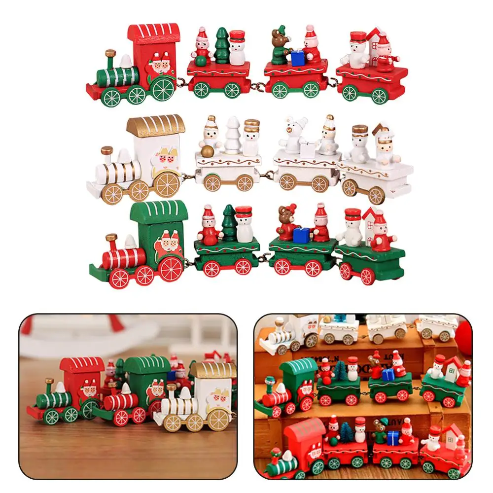 Christmas Train Painted Wood Children S Toys Gift New Year
