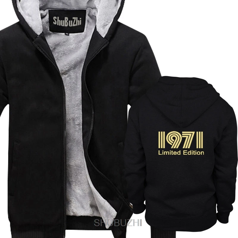 1971 Ограниченная серия толстовки с золотым текстом 4XL 5XL S Черный Мужская Толстая зимняя куртка мужское теплое пальто - Цвет: thick black