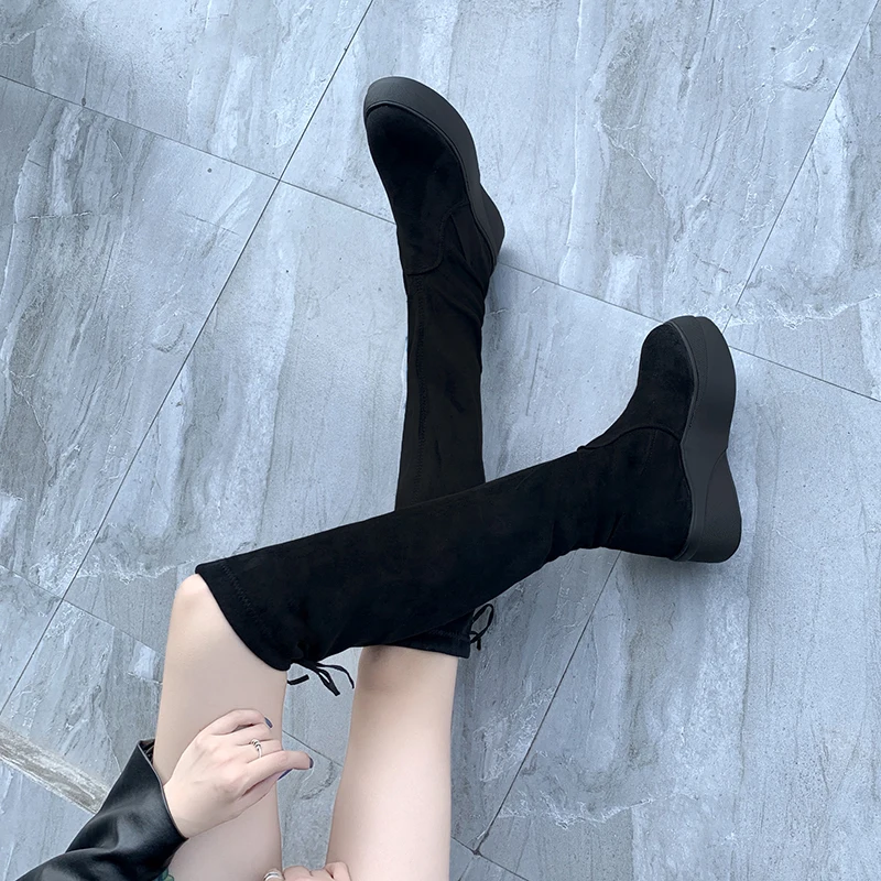 New New Over The Knee High Boots Women 6 Cm Winter Slim Flat Platform Boots Ladies Waterproof Casual Women Shoes 3 Style