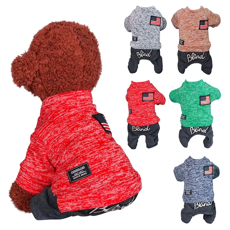 

Pet Jumpsuit Dog 4-legged Clothes Chihuahua Winter Soft Warm Coat Puppy Leisure Tracksuit Outfits Sweatshirt Costume