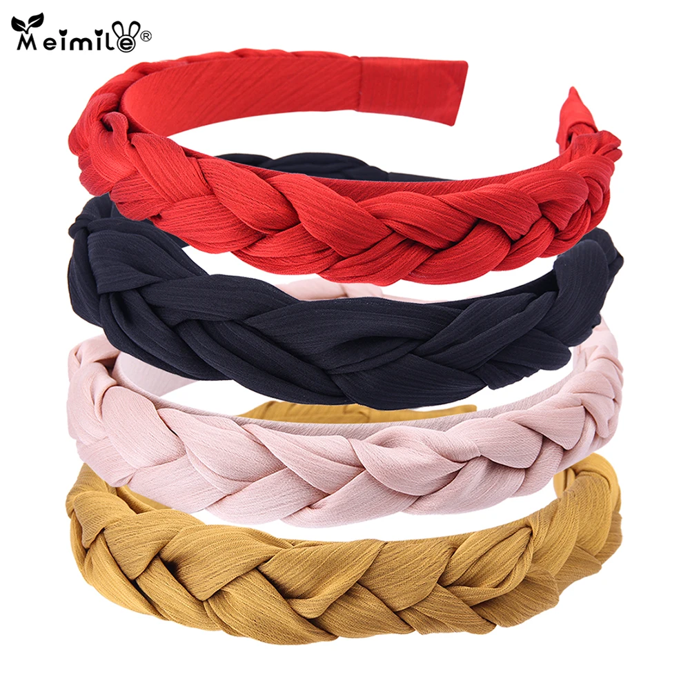

Cartoon wild twist braid hair bands baby headband sweet girls fabric twist braid bow scrunchie handmade cute hair accessories