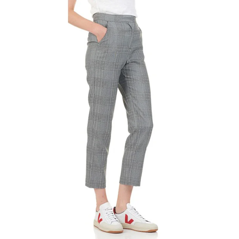 

Patads French women's M autumn winter British texture Plaid casual pants plino