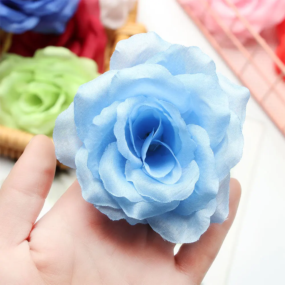 5 шт. 10 см 3D искусственный цветок розы голова Bulks Декор шелковая Цветочная головка