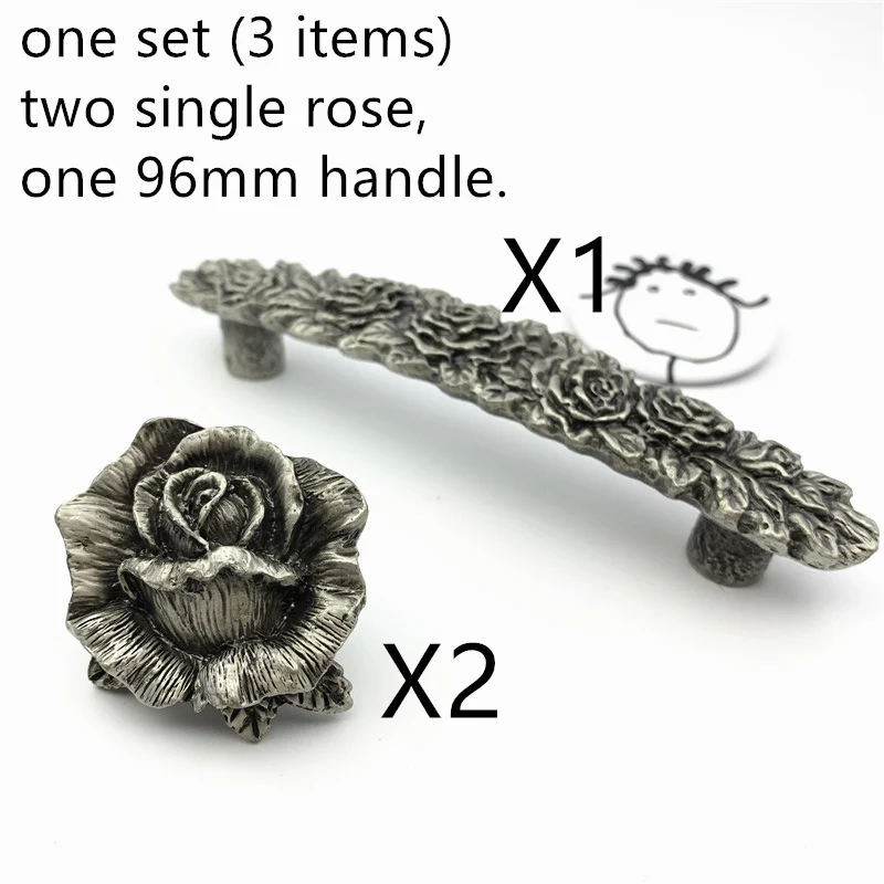one set (3 items) LCH в скандинавском стиле розовое Узловое соединение лошадь креативная матовая Серебряная ручка винтажный свинцовый шкаф из цинкового сплава ящик с ручками - Цвет: one set (3 items)