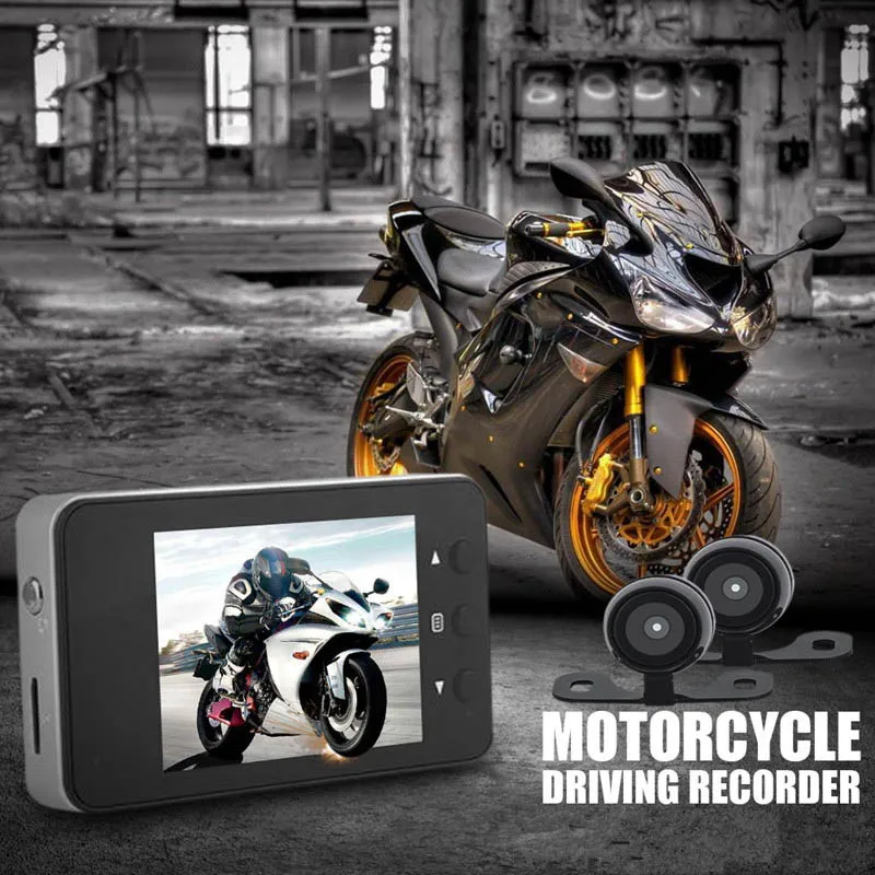 

HD Motorcycle Dual Camera DVR Motor Dash Cam with 2.2 Inch Dual-track Front Rear Recorder Motorbike Electronics Moto Waterproof