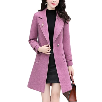 

Plus size Woolen coat Female Korean Casual long Woolen coats Autumn Winter New womens Thick High quality Overcoat 3XL tide F1012