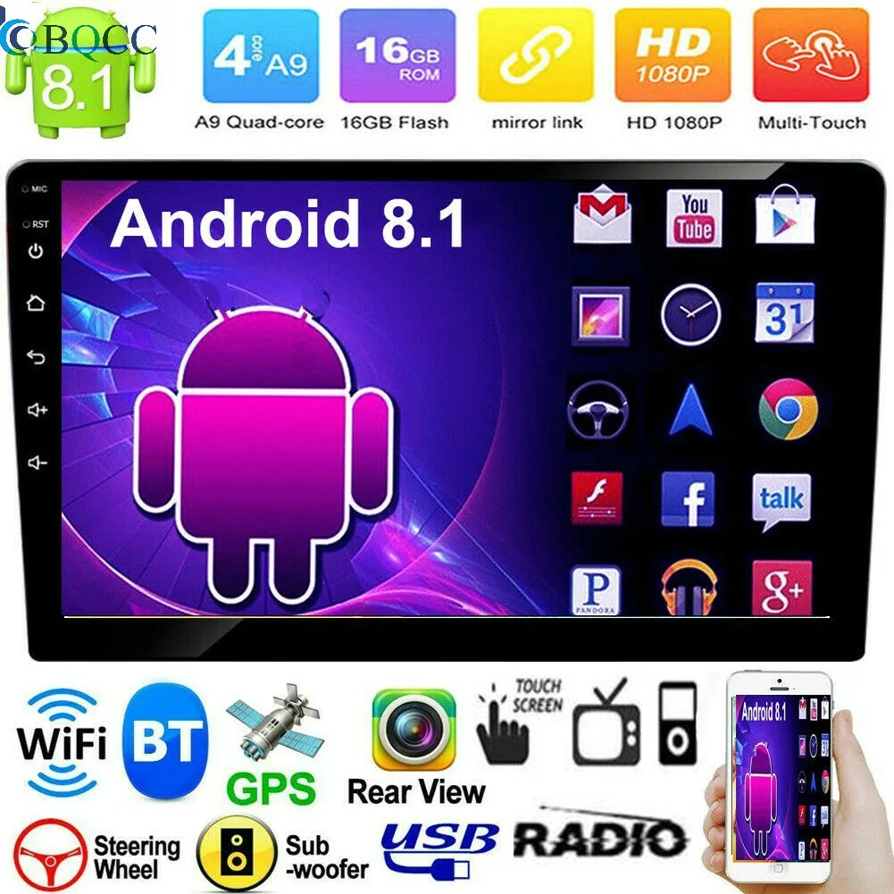 10," 2Din четырехъядерный Android 8,1 автомобильный стерео MP5 плеер gps AM FM радио WiFi BT Авторадио