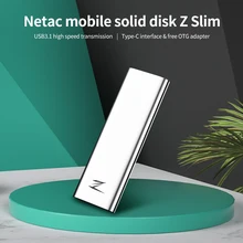 Netac Портативный SSD USB 3,1 Тип C 128 ГБ 256 512 1 ТБ 2 ТБ внешний твердотельный накопитель Z тонкий 1 ТБ 2 ТБ алюминиевый сплав SSD жесткий диск