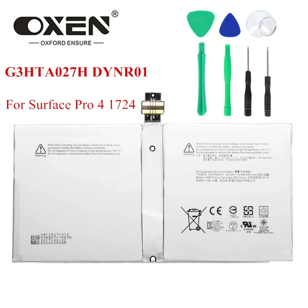 

Оригинальный запасной аккумулятор для планшета DYNR01 для Microsoft Surface Pro 4 Pro4 G3HTA027H 1724 5087 мАч с инструментами
