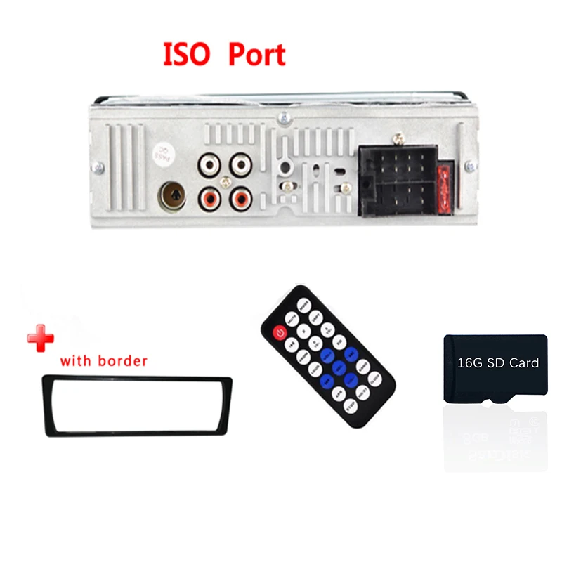 Автомобильный мультимедийный плеер TOSPRA, Bluetooth, Авторадио, MP3 плеер, автомобильный стерео радио, FM, Aux вход, приемник, USB, JSD-520, 12 В, в тире, 1 din - Цвет: ISO with 16G card