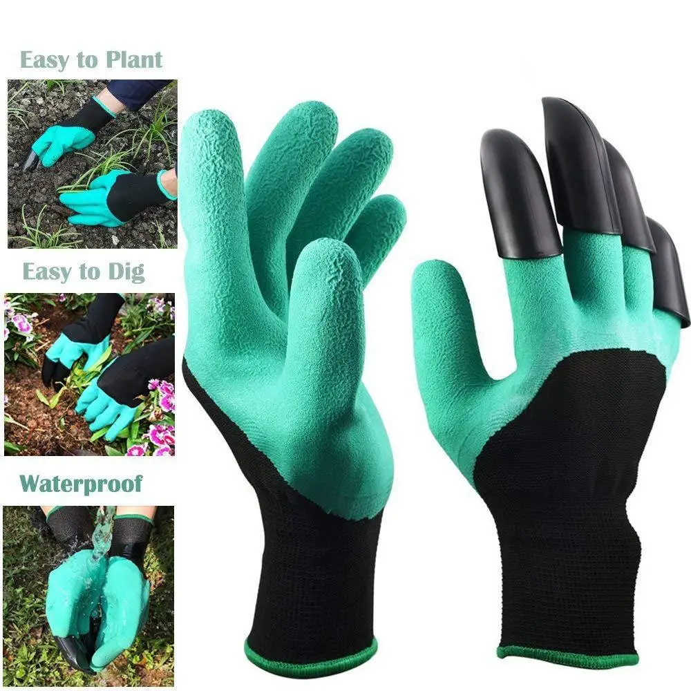 Garden Work Gloves ABS Plastic Garden Gardening Gloves Digging Planting 4 Claws Garden Working Accessories For Digging Planting