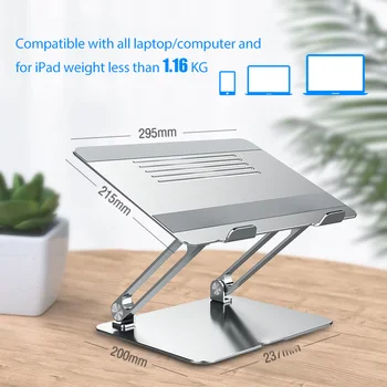 

Aluminum Laptop Stand Height/Angle Adjustable Multifunction Tablets Book Notebook Cooling Holder for MacBook Air Pro 11-17 inch