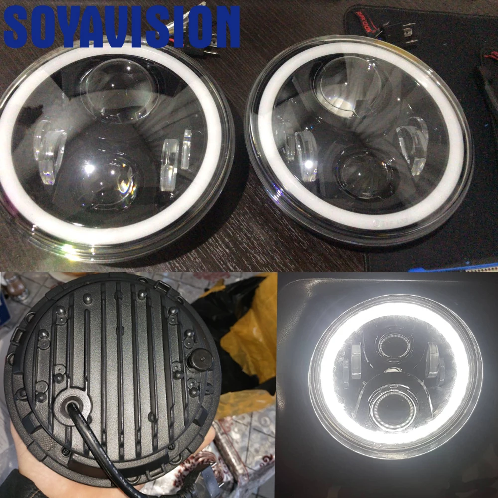 7-дюймовые светодиодные гало-фары для Jeep Wrangler TJ JK LJ CJ Land Rover Defender Nissan Patrol Y60 Hummer H1 и H2