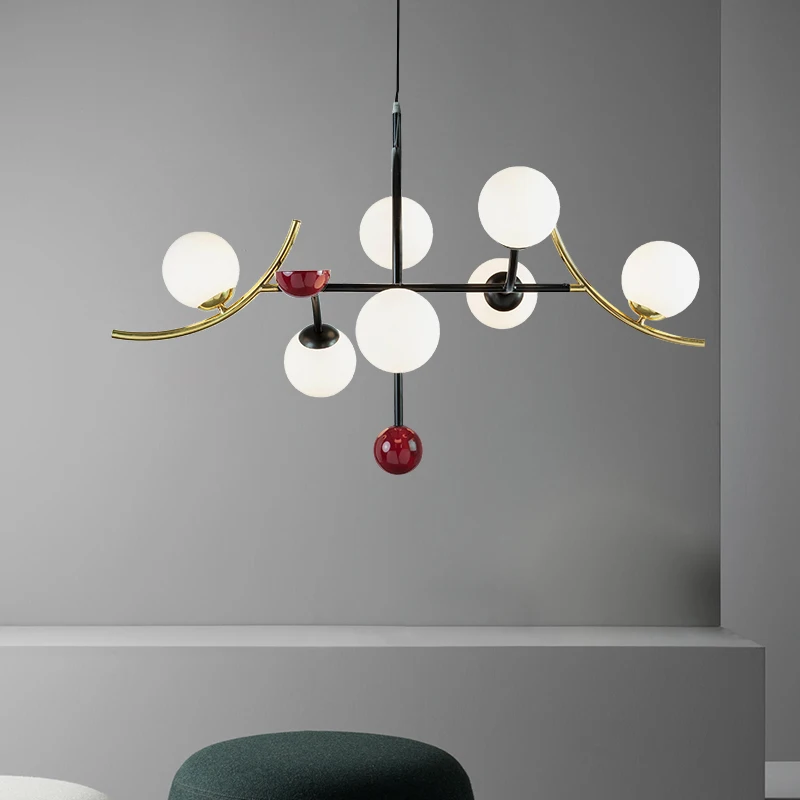 

Nordic Creative Dining Room Pendent Lamp Post Modern Iron Glass Ball Sample Living Room Pendent Lights Kitchen Bedroom Lighting