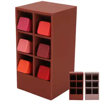 

6 Grid Lipstick Storage Case Silicone desktop Lip Gloss Cosmetic Lipstick Storage Case Organizer Box Makeup Tool Kits