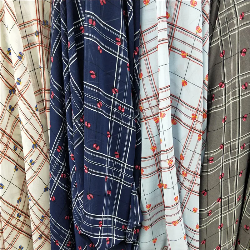 Ins Горячая новинка квадратный Божья коровка шифон с рисунком рубашка Хорхе пряжа подвесное платье дизайнер DIY Материал Tecido 90x130 см