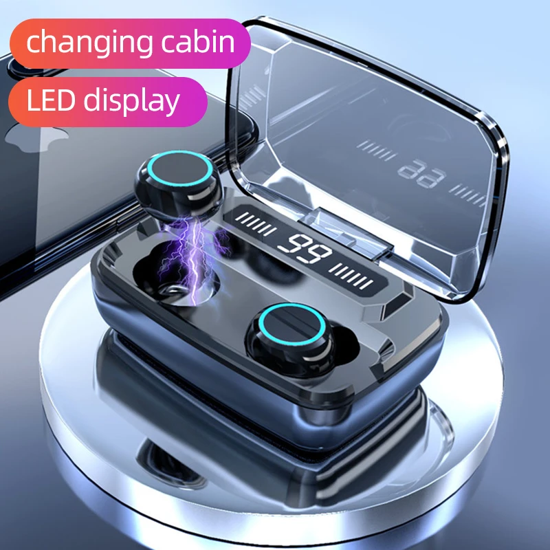 

Wireless Bluetooth Earphones V5.0 Waterproof Bluetooth Headphones LED Display With 3300mAh Power Bank Headsets With Microphone
