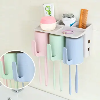 

Magic Multifunctional Rack Non-stick 3/4 CupToothbrush Holder Toiletry Kit With Automatic Toothpaste Squeezing Device