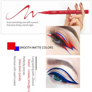 12 Color Eyeliner Liquid Waterproof Easy To Wear Make Up Matte Eye Liner Blue Red