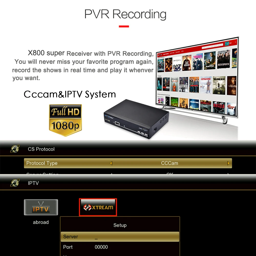 SATXTREM X800 супер ТВ-тюнер DVB S2 спутниковый декодер Clines Europe Cline для 1 года IP tv Receptor DVB-S2 Full HD Wifi приемник