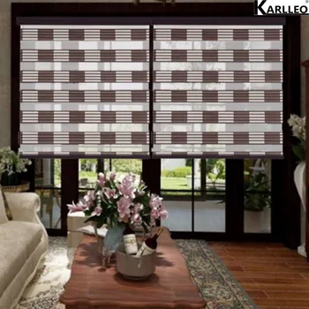 

KARLLEO Pleated Zebra Roller Blinds Day Night Shades Curtain CUSTOMIZE SIZE K15