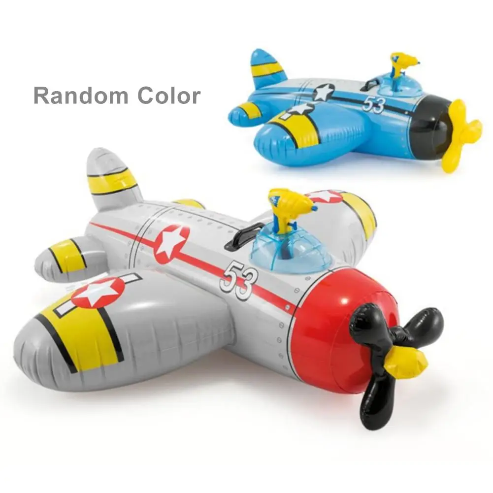 

132cm Float Airplane Durable Inflatable Ride-on Squirter Fighter Plane Water Toy For Children Over 3 Years Old