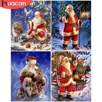 

HUACAN Coloring By Number Christmas Drawing On Canvas DIY Pictures By Numbers Santa Claus Kits Hand Painted Paintings Home Decor