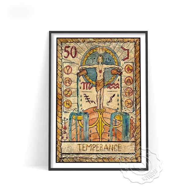 Old Tarot Cards Retro Poster, Tarot Card The Tower Lovers Star Empress Temperance Hiercphant Wheel Of Fortune Wall Picture Decor quran ayat paintings Painting & Calligraphy