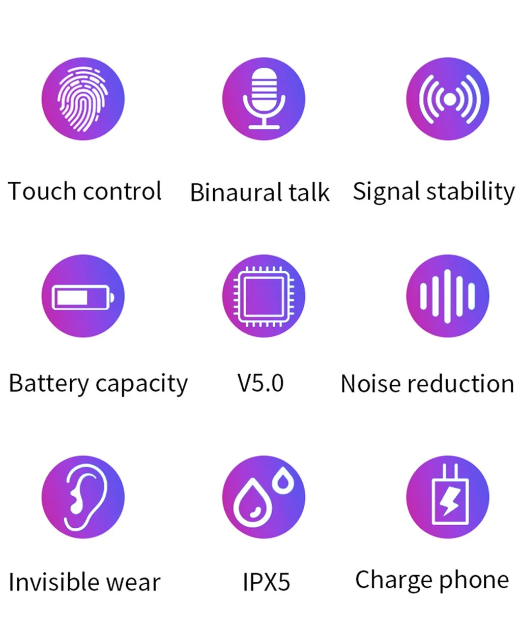 Bluetooth 5,0, гарнитура, Беспроводные спортивные наушники, мини наушники, стерео, TWS, отпечаток пальца, сенсорные, Bluetooth наушники, водонепроницаемые