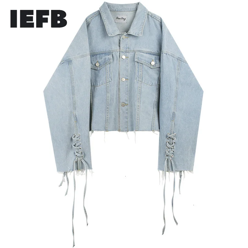 IEFB /2019 Новая модная Осенняя джинсовая куртка с длинными рукавами и вышивкой