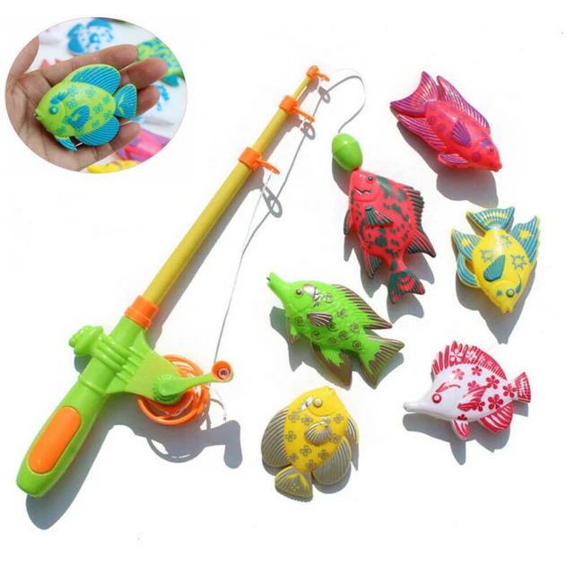 2020 Newest HOT 7pcs Magnetic Fishing Toy Pole Rod Model Fish Kid Baby Bath  Time Fun