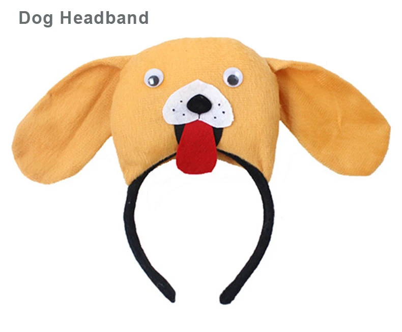 Dog Headbands Комплект из 1 предмета; взрослые повязка на голову в виде животного милый плюшевый рюкзак с принтом «обезьяна», лисы, тигра, повязка на голову, Косплэй Головные уборы вечерние подарок на Хеллоуин и Рождество - Цвет: Dog Headbands