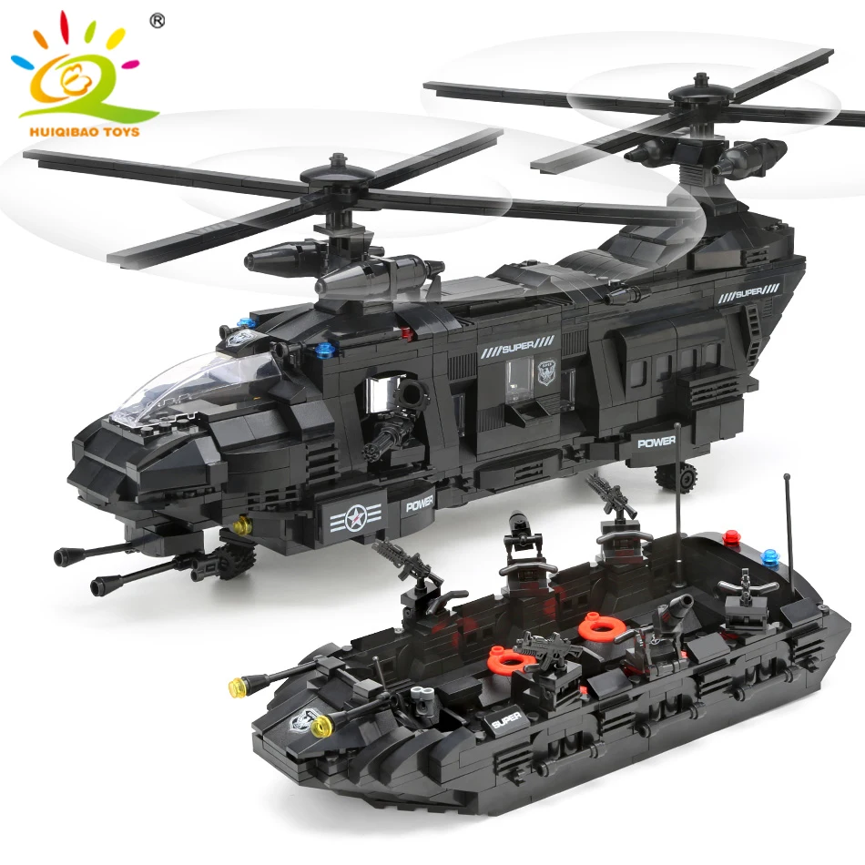  1351pcs Military Swat Team Building Blocks Legoingly Transport Helicopter City Enlighten Bricks Chi