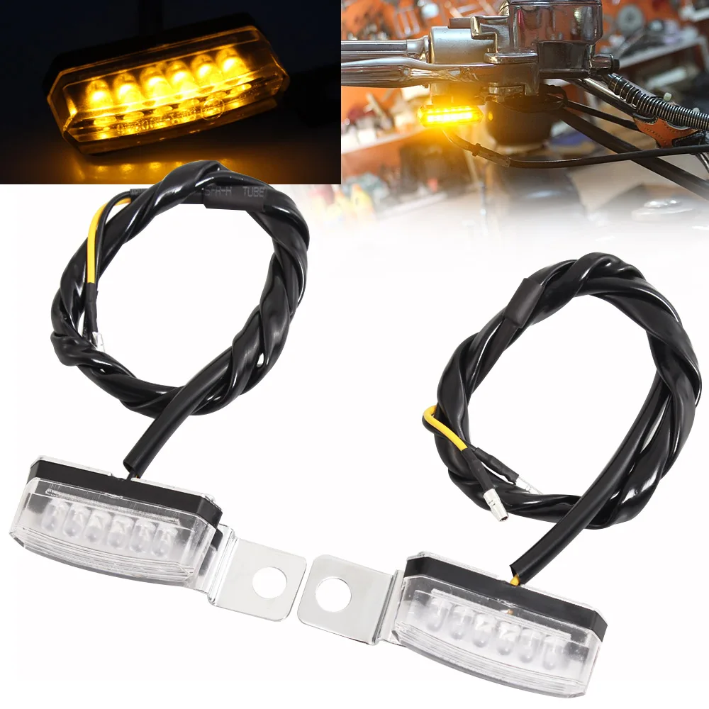 Cena Z przodu z tyłu LED Mini włącz sygnał świetlny migacz wskaźniki światła dla Harley Bobber Honda Yamaha Cafe Racer skuter ATV Motocross