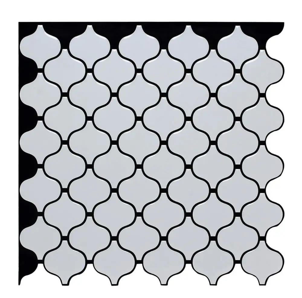 

Lantern Shape White Peel and Stick Tile Waterproof PU Glue Classical Wall Sticker for Kitchen and Bathroom Backsplash Decor