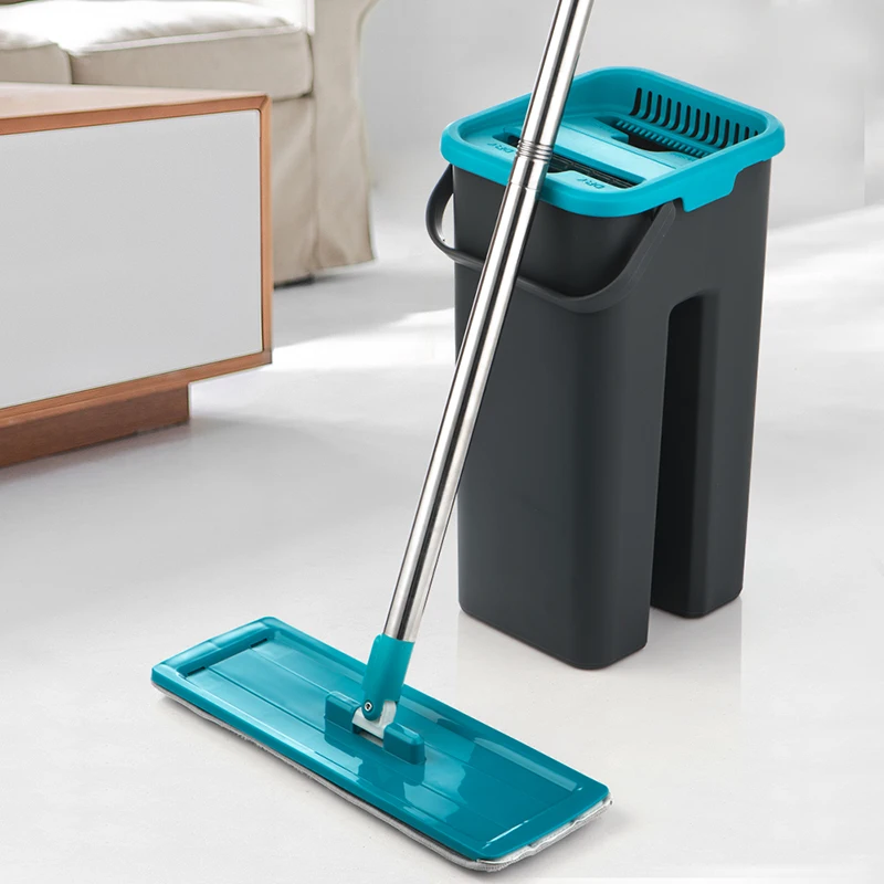 Spin-Mop Mop-Pads Bucket Microfiber Wringing Floor-Cleaning Squeeze Kitchen Flat Hand-Free