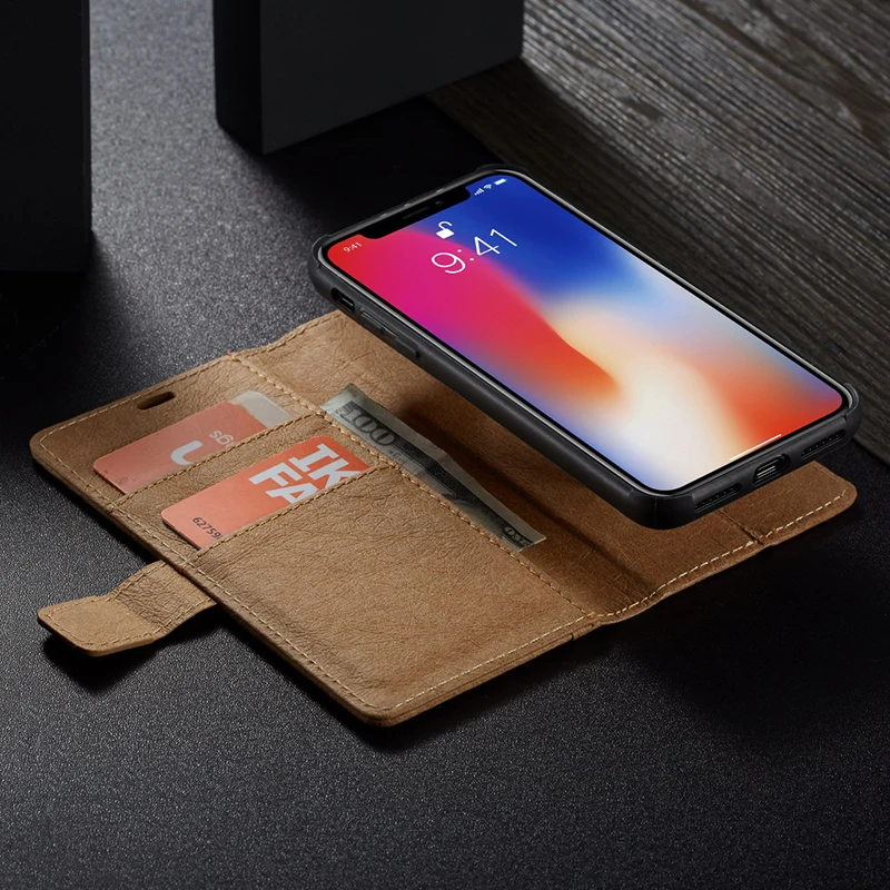 Чехол-книжка из натуральной кожи с отделениями для карт для iPhone 11 Pro Max X Xr Xs 6S 7 8 Plus, Ретро Чехол-бумажник из крафт-бумаги