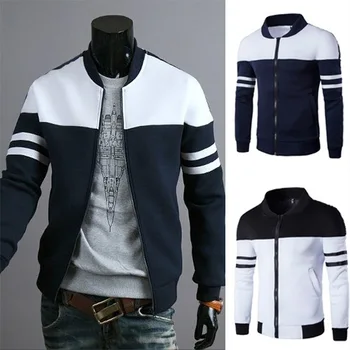 

Jacket Men Stylish patchwork Jackets Autumn Sportswear Coat Zipper Jacket Single Breasted Winter Jacket chaqueta hombre
