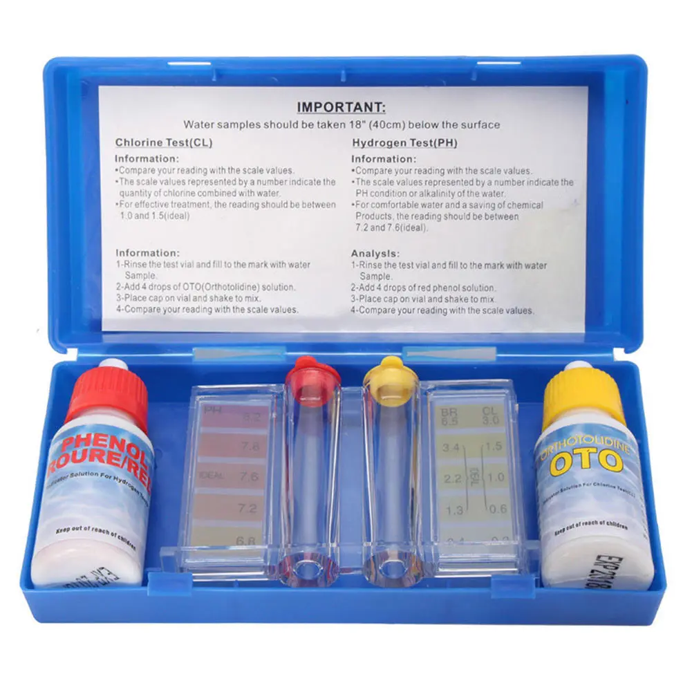 

1 Set PH Chlorine Water Quality Test Kit Hydrotool Testing Kit Accessories for Swimming Pool Test Paper PH Value Tester