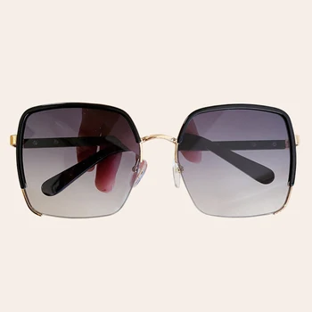 

High Fashion Oversize Half Frame Metal Female Glasses Protection Shades 2020 óculos de sol feminino gafas mujer