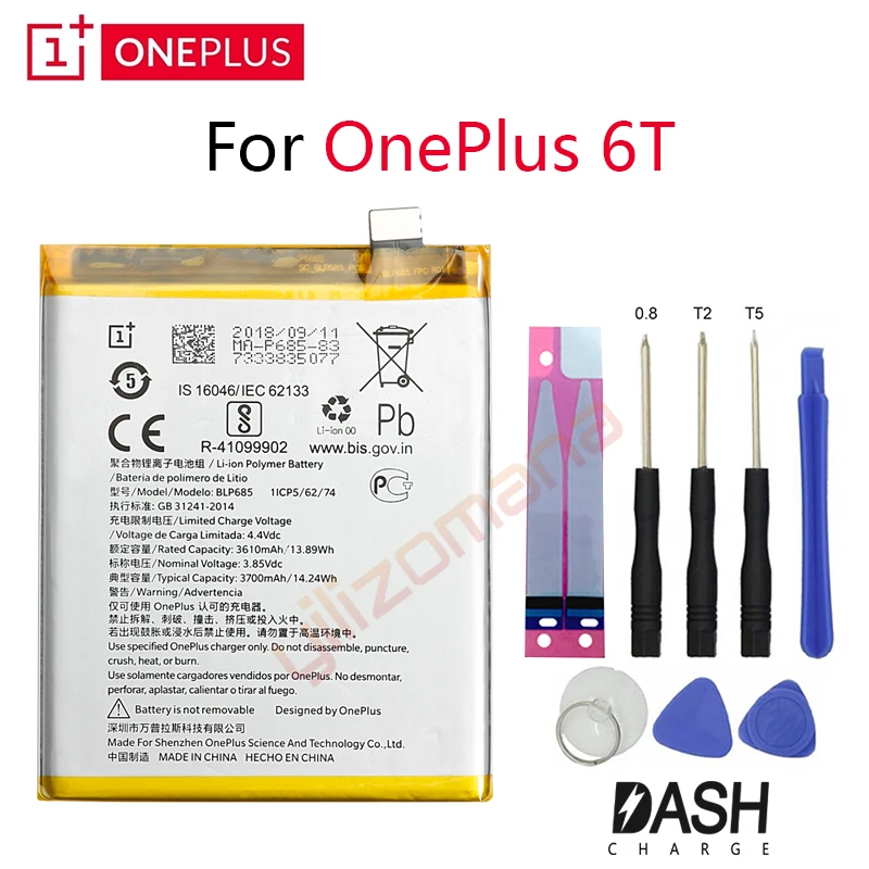 Оригинальный аккумулятор ONEPLUS для телефона OnePlus 6T A6010 BLP685 3610/3700 мАч