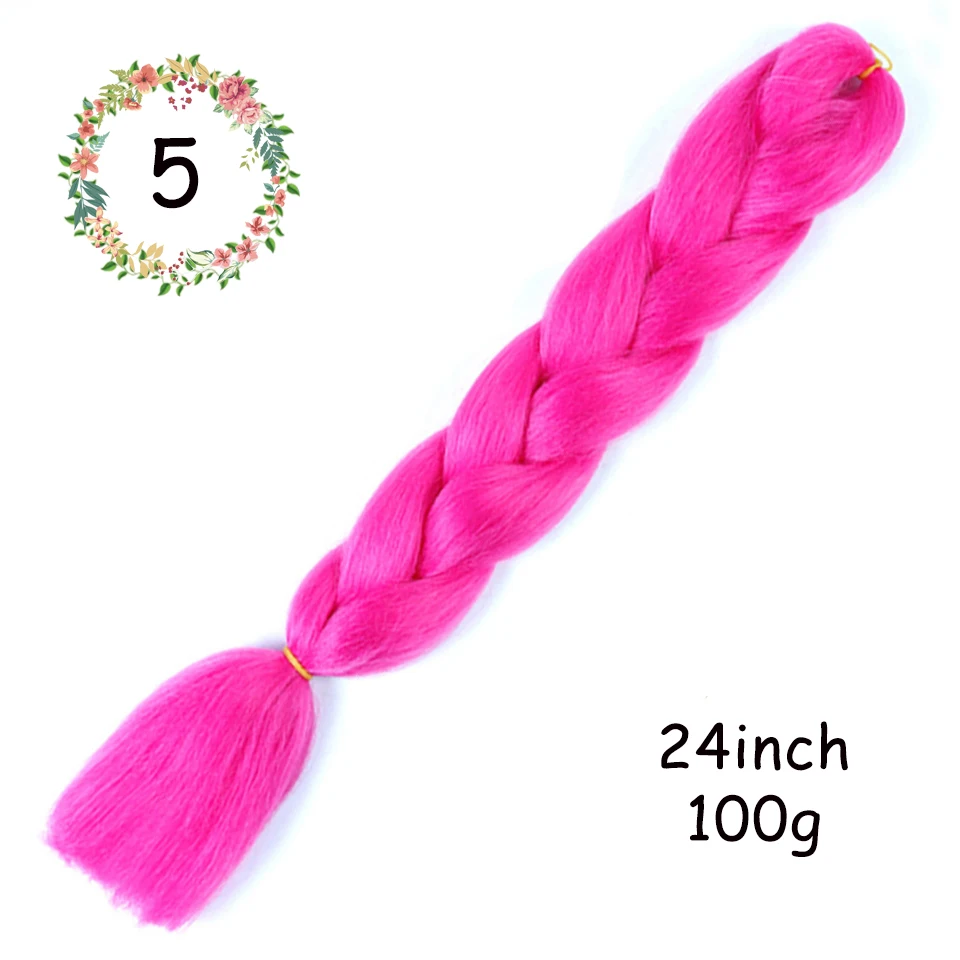 2" Ombre Jumbo косички вязанные крючком косички Прически для наращивания волос фиолетовый розовый черный синтетические волосы косички для женщин Косплей Вечерние - Цвет: 5