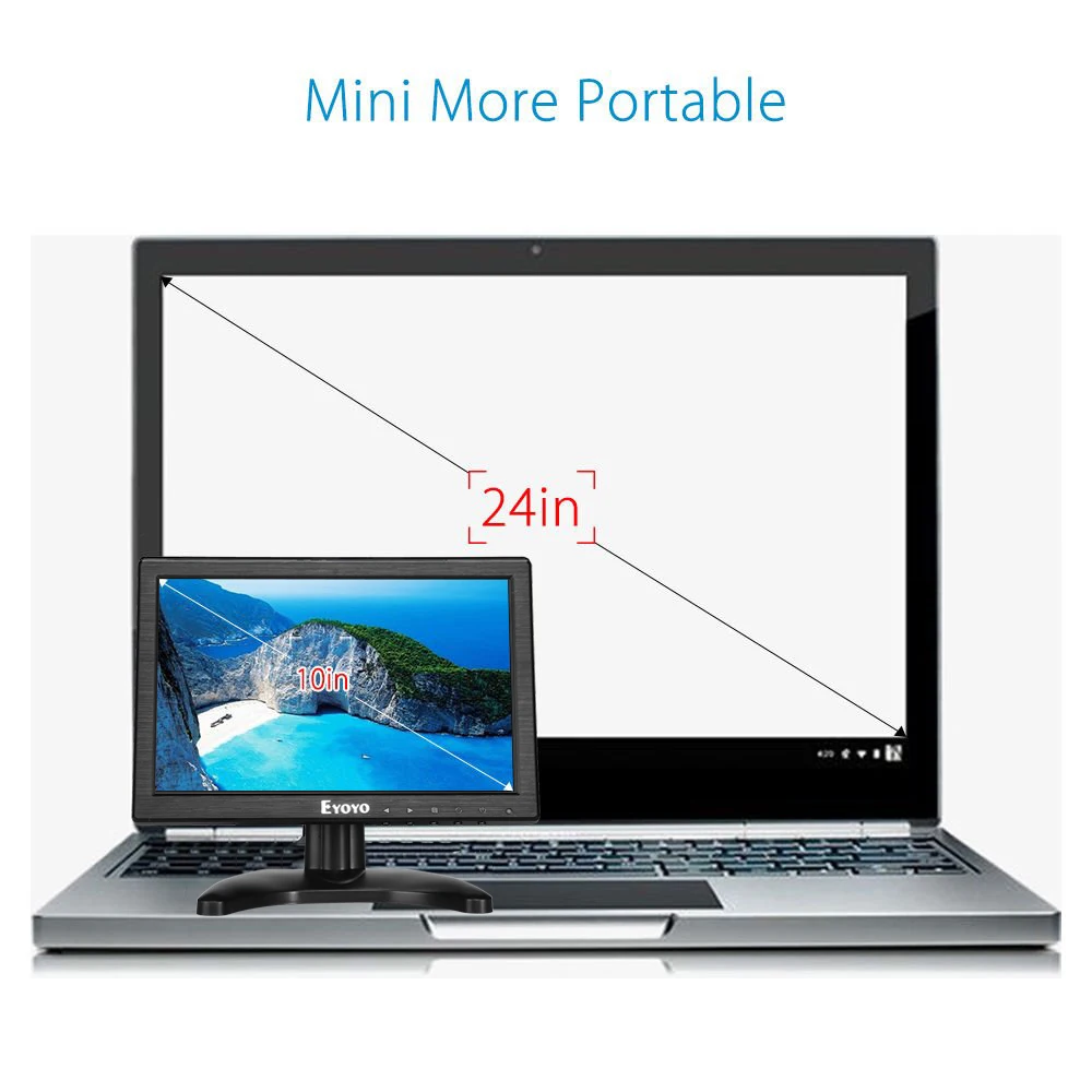 Eyoyo 10 1 Inch IPS LCD Monitor 1280x800 with HDMI VGA BNC AV Input for PC 2