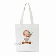 Новая модная женская сумка для покупок, Женская Холщовая Сумка для йоги, девушек, с принтом, сумки на плечо, сумки для пляжа, сумки для девочек, школьные сумки, большая ВМЕСТИТЕЛЬНОСТЬ