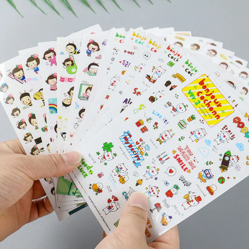 

Creative Cartoon Hip-hop Couple Stickers Retro Stamp Postmark Bronzing Floral Small Garden Cartoon Stickers Collection