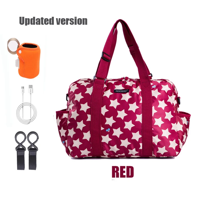 Red-updated Сумки для детских подгузников для мам, органайзер для детских вещей на плечо, сумка для подгузников Bolsa Maternidade сумки для детских колясок - Цвет: Red-updated