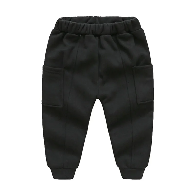 Mudkingdom/зимние штаны для маленьких мальчиков; теплые плотные брюки; детский хлопок спортивные штаны - Цвет: Black