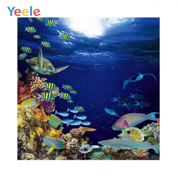 

Yeele Ocean Tortoise Fish Party Wallpaper Home Decor Photography Backdrop Personalized Photographic Backgrounds For Photo Studio