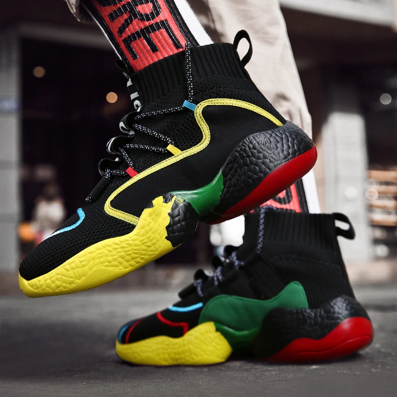 

Mens Fashion Casual Shoes Socks Platform Boots Sneakers Outddoor Jogging Sports Shoes Mesh Breathable Lace-Up man US Size 6.5-13