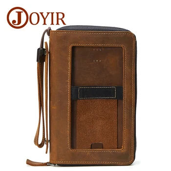 

Genuine Leather Man Long Wallet Credit Card Holder Cellphone Holder Zipper Coin Purse Men Wallets Clutch for Male New 2053